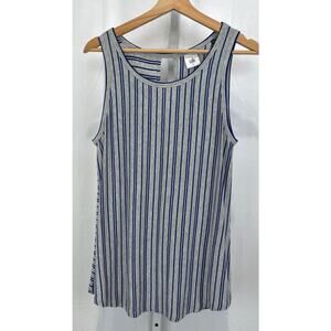 CABI Ticker Tee 5569 Striped Tank Top Sleeveless Keyhole Back Gray Blue Size S